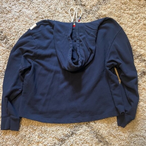 TORY BURCH FRENCH TERRY CHEVRON HOODIE IN TORY NAVY/SNOW WHITE - Picture 8 of 8